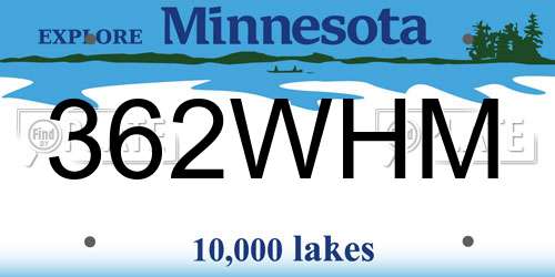 362WHM Minnesota License Plate