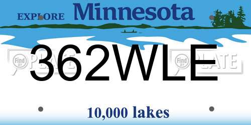 362WLE Minnesota License Plate