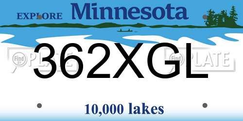 362XGL Minnesota License Plate