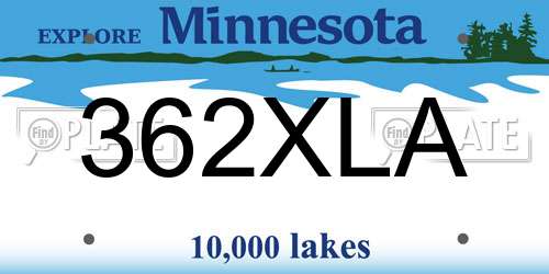 362XLA Minnesota License Plate