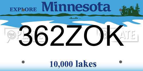 362ZOK Minnesota License Plate