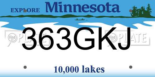 363GKJ Minnesota License Plate