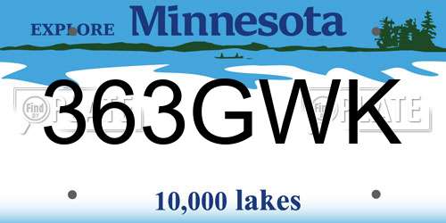 363GWK Minnesota License Plate