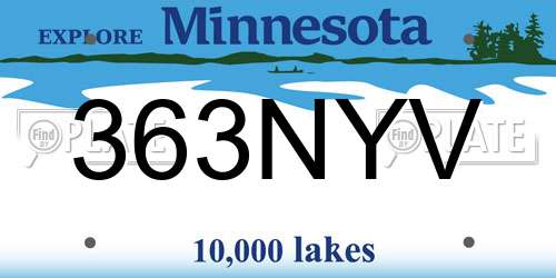 363NYV Minnesota License Plate