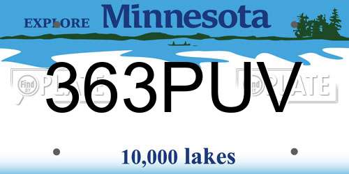 363PUV Minnesota License Plate