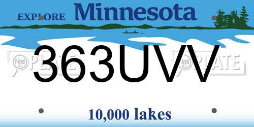 363UVV Minnesota License Plate