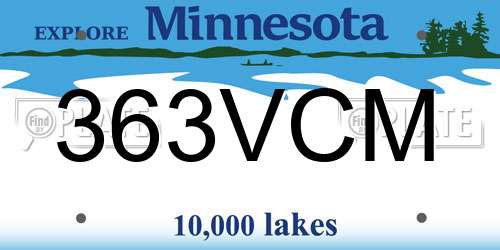 363VCM Minnesota License Plate