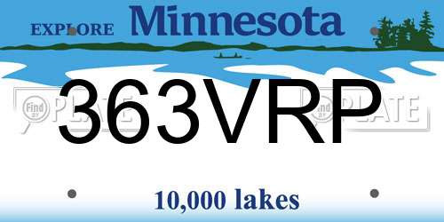 363VRP Minnesota License Plate