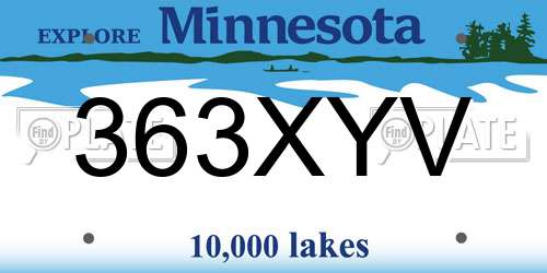 363XYV Minnesota License Plate