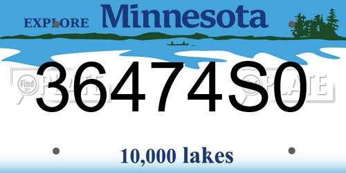 36474S0 Minnesota License Plate
