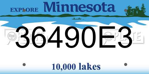 36490E3 Minnesota License Plate