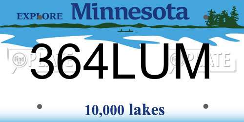 364LUM Minnesota License Plate