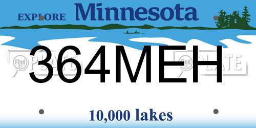 364MEH Minnesota License Plate