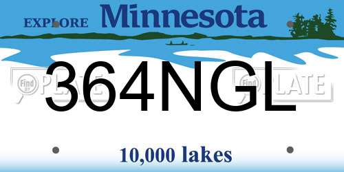 364NGL Minnesota License Plate