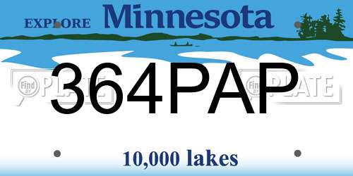 364PAP Minnesota License Plate