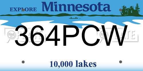 364PCW Minnesota License Plate