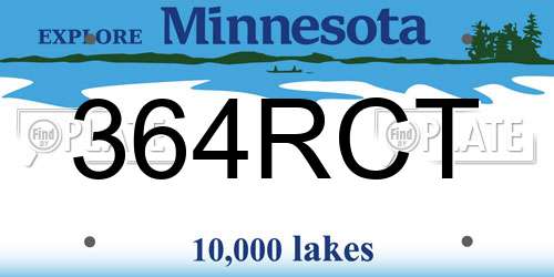 364RCT Minnesota License Plate