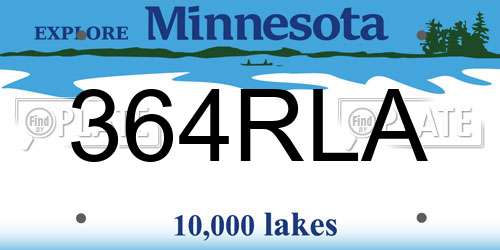 364RLA Minnesota License Plate