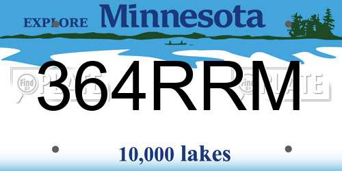 364RRM Minnesota License Plate