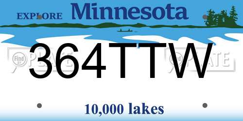 364TTW Minnesota License Plate