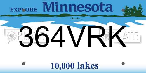 364VRK Minnesota License Plate