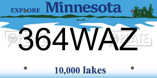 364WAZ Minnesota License Plate