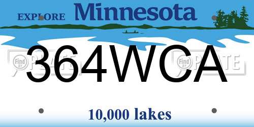 364WCA Minnesota License Plate