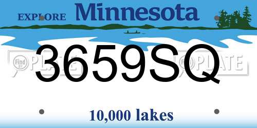 3659SQ Minnesota License Plate