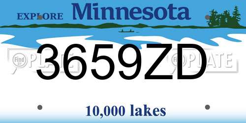 3659ZD Minnesota License Plate