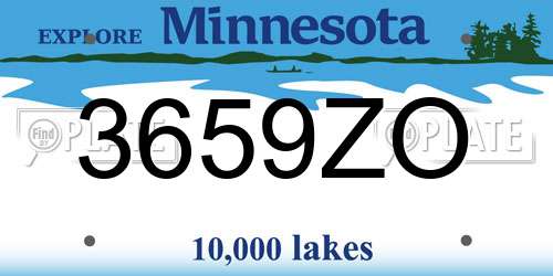 3659ZO Minnesota License Plate
