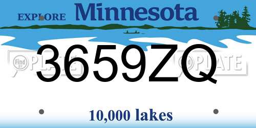 3659ZQ Minnesota License Plate