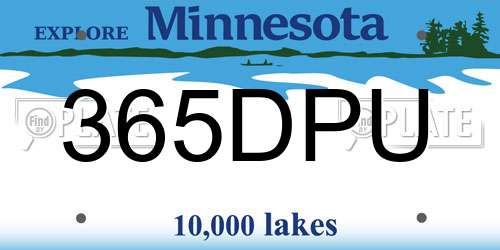 365DPU Minnesota License Plate