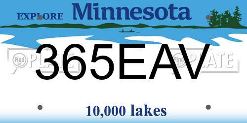 365EAV Minnesota License Plate
