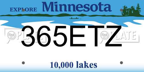 365ETZ Minnesota License Plate