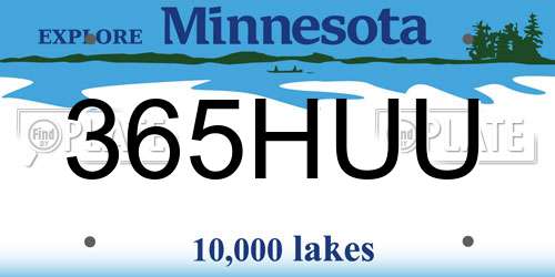 365HUU Minnesota License Plate