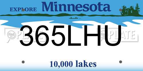 365LHU Minnesota License Plate