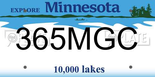 365MGC Minnesota License Plate