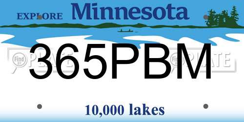 365PBM Minnesota License Plate