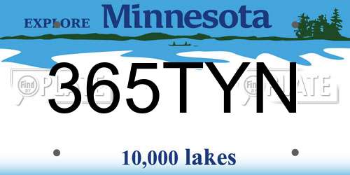365TYN Minnesota License Plate