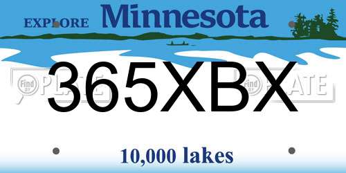 365XBX Minnesota License Plate