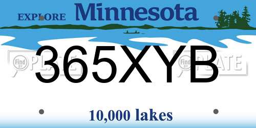 365XYB Minnesota License Plate