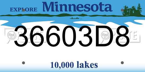 36603D8 Minnesota License Plate
