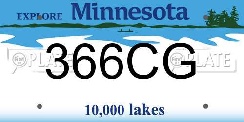 366CG Minnesota License Plate