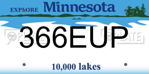 366EUP Minnesota License Plate