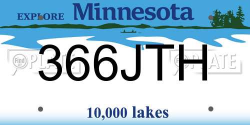 366JTH Minnesota License Plate