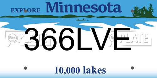 366LVE Minnesota License Plate