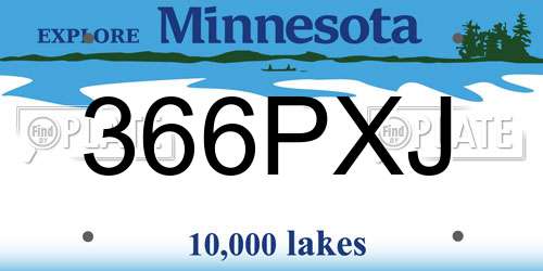 366PXJ Minnesota License Plate