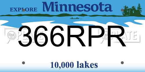 366RPR Minnesota License Plate