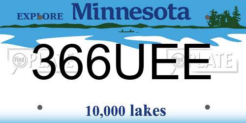 366UEE Minnesota License Plate