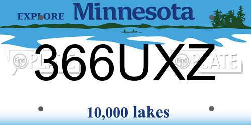 366UXZ Minnesota License Plate